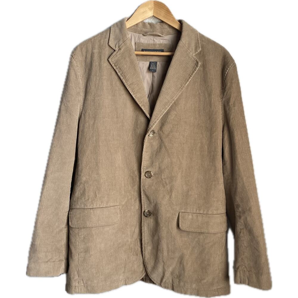 BANANA REPUBLIC Corduroy Blazer Sport‎ Jacket Mens L Tan Brown Preppy Academia